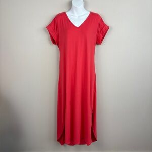Soft Surroundings Easy Knit V-Neck Midi Dress - Size Large